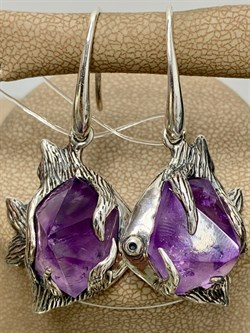 *Серьги Петли Аметист Бразилия АРТ 2953, ВЕС 15,9 Г - фото 207561
