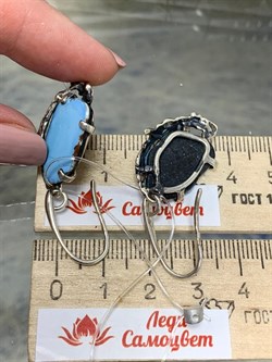 *Серьги Петли Бирюза Казахстан АРТ 4452-1 ВЕС 9,3 Г - фото 207832