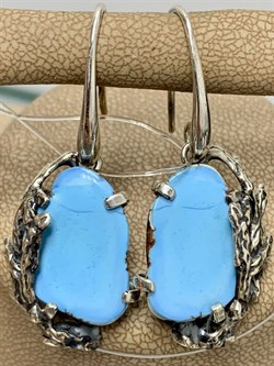 *Серьги Петли Бирюза Казахстан АРТ 4452-1 ВЕС 9,3 Г - фото 207835