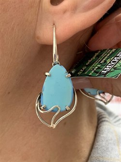 *Серьги Петли Бирюза Казахстан АРТ 4085 ВЕС 8,4 Г - фото 207850