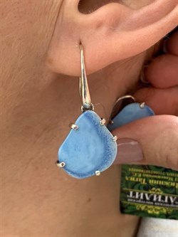 *Серьги Петли Бирюза Казахстан АРТ 2665-1 ВЕС 7,3 Г - фото 207890