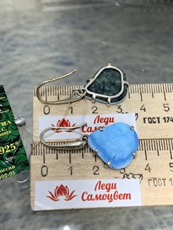 *Серьги Петли Бирюза Казахстан АРТ 2665-1 ВЕС 7,3 Г - фото 207893