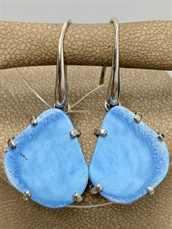 *Серьги Петли Бирюза Казахстан АРТ 2665-1 ВЕС 7,3 Г - фото 207895