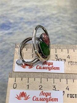 *Кольцо р.19 Микс Хромдиопсид Турмалин АРТ 3185 ВЕС 8,5 Г - фото 207967