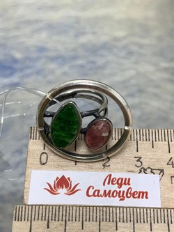 *Кольцо р.19 Микс Хромдиопсид Турмалин АРТ 3185 ВЕС 8,5 Г - фото 207968