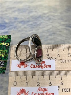 *Кольцо р.19 Микс Хромдиопсид Турмалин АРТ 3185-1 ВЕС 7,8 Г - фото 207980