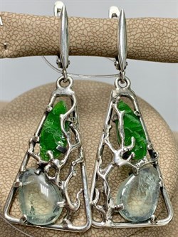 *Серьги Микс Хромдиопсид Аквамарин Арт: 0495-214 ВЕС 10,3 г - фото 208003 *Серьги Микс Хромдиопсид Аквамарин Арт: 0495-214 ВЕС 10,3 г - фото 208003