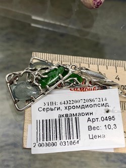 *Серьги Микс Хромдиопсид Аквамарин Арт: 0495-214 ВЕС 10,3 г - фото 208004 *Серьги Микс Хромдиопсид Аквамарин Арт: 0495-214 ВЕС 10,3 г - фото 208004