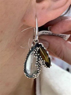 *Серьги Петли Микс Аквамарин Цитрин АРТ 2376 ВЕС 16,9 Г - фото 208620