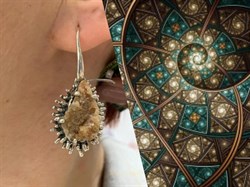 *Серьги Петли Гранат Гессонит АРТ 0861А ВЕС 15,6 Г - фото 208696