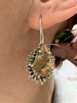 *Серьги Петли Гранат Гессонит АРТ 0861А ВЕС 15,6 Г - фото 208697