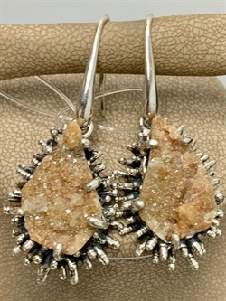 *Серьги Петли Гранат Гессонит АРТ 0861А ВЕС 15,6 Г - фото 208702