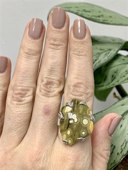 *Кольцо р.18 Океаническая Яшма Мадагаскар АРТ 1562-075  ВЕС 6,6 Г - фото 208717