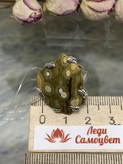 *Кольцо р.18 Океаническая Яшма Мадагаскар АРТ 1562-075  ВЕС 6,6 Г - фото 208721