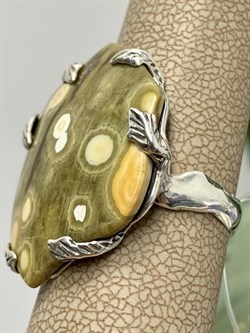 *Кольцо р.18 Океаническая Яшма Мадагаскар АРТ 1562-075  ВЕС 6,6 Г - фото 208724
