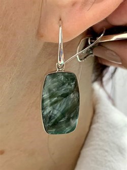 *Серьги Петли Серафинит Байкал АРТ 0233-399 ВЕС 10,6 Г - фото 208765