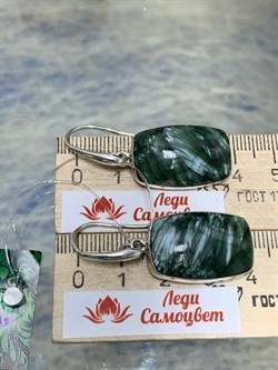 *Серьги Петли Серафинит Байкал АРТ 0233-399 ВЕС 10,6 Г - фото 208769