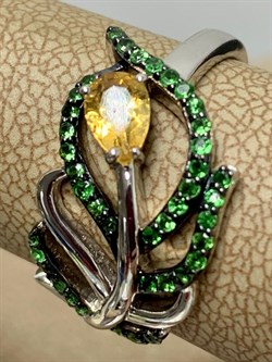 *Кольцо р.18 Цитрин Цаворит арт. SM-R02912-X-WB-YS-X-Gg-551 вес 4,01 г - фото 209075