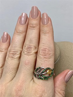 *Кольцо р.18 Цитрин Цаворит арт. SM-R02912-X-WB-YS-X-Gg-551 вес 4,01 г - фото 209079