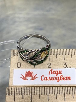 *Кольцо р.18 Цитрин Цаворит арт. SM-R02912-X-WB-YS-X-Gg-551 вес 4,01 г - фото 209081