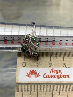 *Кольцо р.19 Гранат Пироп Цаворит арт. SM-R02912-X-WB-PG-X-Gg-606 вес 4,44 г - фото 209104