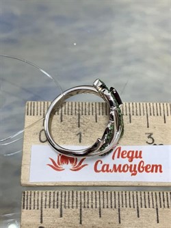 *Кольцо р.19 Гранат Пироп Цаворит арт. SM-R02912-X-WB-PG-X-Gg-606 вес 4,44 г - фото 209112