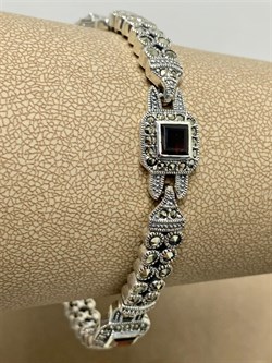 *Браслет р.19 Микс Марказит Гранат Пироп арт. Б 601-787 вес 22,98 г - фото 209146