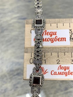 *Браслет р.20,5 Марказит Гранат Пироп арт. Б 601-886 вес 23,49 г - фото 209180