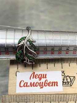 *Кольцо р.19 Родолит Цаворит арт. SM-R02912-X-WB-lil-X-Gg-500 вес 4,15 г - фото 209269