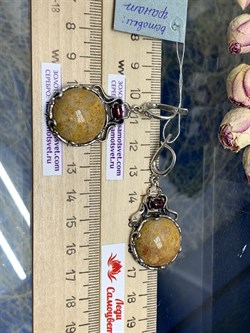 *Серьги Коралл Фоссил Гранат Альмандин АРТ с133-190 (ВЕС 18,62 Г) - фото 209464 *Серьги Коралл Фоссил Гранат Альмандин АРТ с133-190 (ВЕС 18,62 Г) - фото 209464