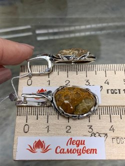 *Серьги Коралл Фоссил АРТ 112-640-11,97 (ВЕС 11,97 Г) - фото 209525