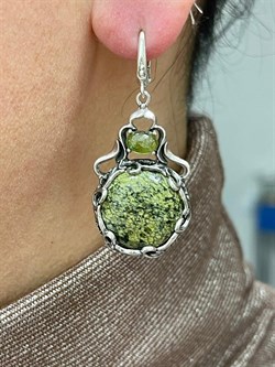 *Серьги Змеевик Турмалин АРТ С133-176 (ВЕС 15,62 Г) - фото 209529