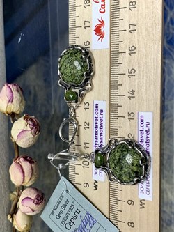 *Серьги Змеевик Турмалин АРТ С133-176 (ВЕС 15,62 Г) - фото 209532