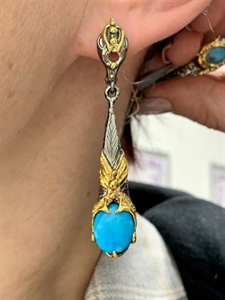 *Серьги Бирюза Тибет АРТ 53324 ВЕС 13,28 Г - фото 209624 *Серьги Бирюза Тибет АРТ 53324 ВЕС 13,28 Г - фото 209624