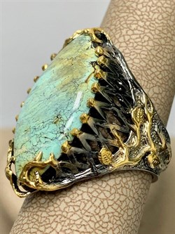 *Кольцо р.18,5 Бирюза Узбекистан АРТ 50231 ВЕС 12,76 Г - фото 209640 *Кольцо р.18,5 Бирюза Узбекистан АРТ 50231 ВЕС 12,76 Г - фото 209640