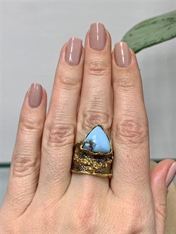 *Кольцо р.17,5 Бирюза Казахстан АРТ 49473 ВЕС 9,36 Г - фото 209645