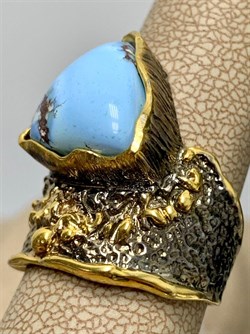 *Кольцо р.17,5 Бирюза Казахстан АРТ 49473 ВЕС 9,36 Г - фото 209652