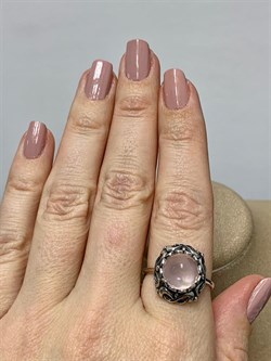 *Кольцо р.19 Розовый Кварц Мадагаскар АРТ 83629 ВЕС 4,61 Г - фото 209814