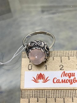 *Кольцо р.19 Розовый Кварц Мадагаскар АРТ 83629 ВЕС 4,61 Г - фото 209818