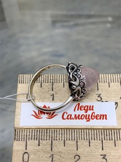 *Кольцо р.19 Розовый Кварц Мадагаскар АРТ 83629 ВЕС 4,61 Г - фото 209819