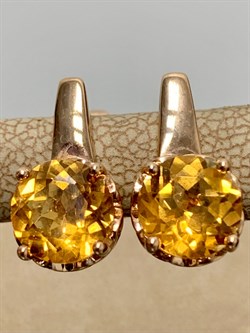 *Серьги Золотистый Топаз арт. С1700Ю/Ag-607/19ПОЗ-009 вес 3,93 г - фото 210093