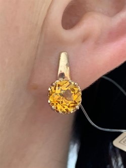 *Серьги Золотистый Топаз арт. С1700Ю/Ag-607/19ПОЗ-009 вес 3,93 г - фото 210095