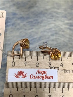 *Серьги Золотистый Топаз арт. С1700Ю/Ag-607/19ПОЗ-009 вес 3,93 г - фото 210096