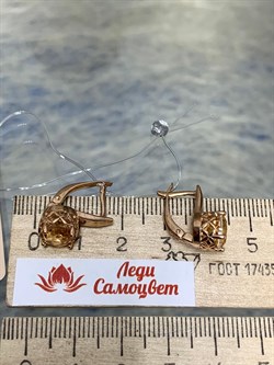 *Серьги Золотистый Топаз арт. С1700Ю/Ag-607/19ПОЗ-009 вес 3,93 г - фото 210097