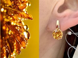 *Серьги Золотистый Топаз арт. С1700Ю/Ag-607/19ПОЗ-009 вес 3,93 г - фото 210098