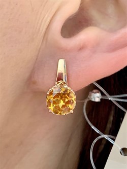 *Серьги Золотистый Топаз арт. С1700Ю/Ag-607/19ПОЗ-009 вес 3,93 г - фото 210099