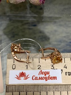 *Серьги Золотистый Топаз арт. С1700Ю/Ag-607/19ПОЗ-009 вес 3,93 г - фото 210101