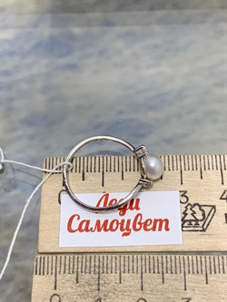 *Кольцо р.18 Белый Жемчуг д.6,5*7 мм арт. 1.0341.0.b.180-362 (Вес 1,51 г) - фото 210160