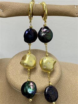 *Серьги Черный Жемчуг Барокко Облачка арт. RB-E00331-X-BY-PN-X-W-125 вес 12,92 г - фото 210701 *Серьги Черный Жемчуг Барокко Облачка арт. RB-E00331-X-BY-PN-X-W-125 вес 12,92 г - фото 210701