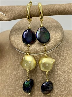 *Серьги Черный Жемчуг Барокко Облачка арт. RB-E00331-X-BY-PN-X-W-125 вес 12,92 г - фото 210702 *Серьги Черный Жемчуг Барокко Облачка арт. RB-E00331-X-BY-PN-X-W-125 вес 12,92 г - фото 210702